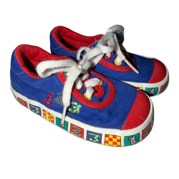 Vintage Sprockets Baby Shoes 90s Multicolor Size 5 Kids Red Blue Green 123 - Picture 4 of 4